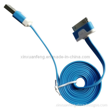 Blue Flat USB Cable for iPhone, iPod